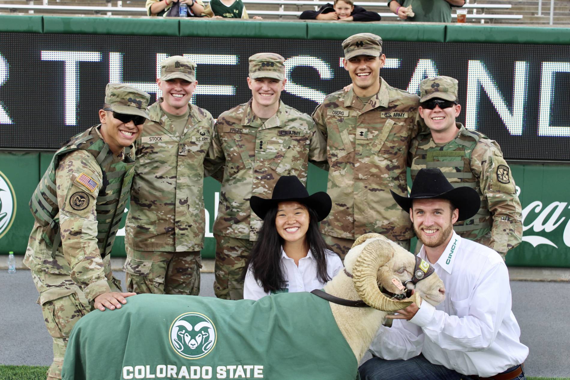 Photo of ROTC cadets with Cam the Ram